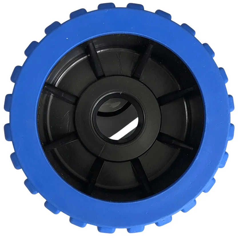 4 Boat Trailer Wobble Roller Ribbed 22mm Bore Hole 3 Wide Rollers Blue/Black