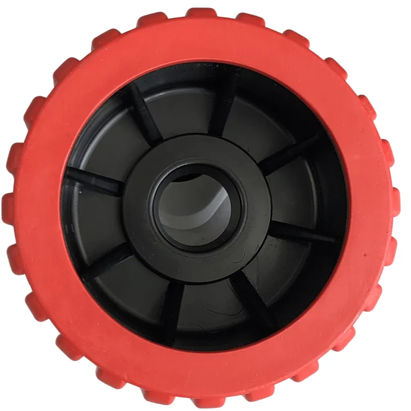 4 Boat Trailer Wobble Roller Ribbed 22mm Bore Hole 3 Wide Rollers Red/Black