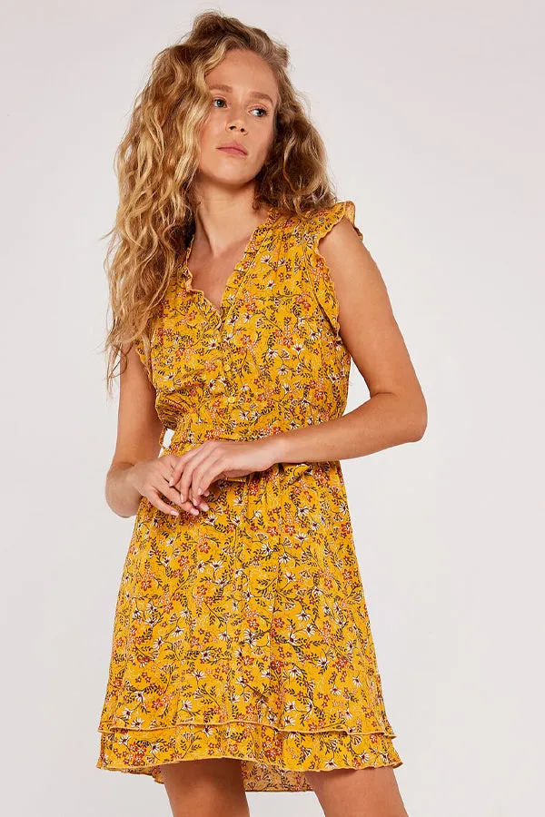 Apricot Morris Wildflower Ruffle Dress