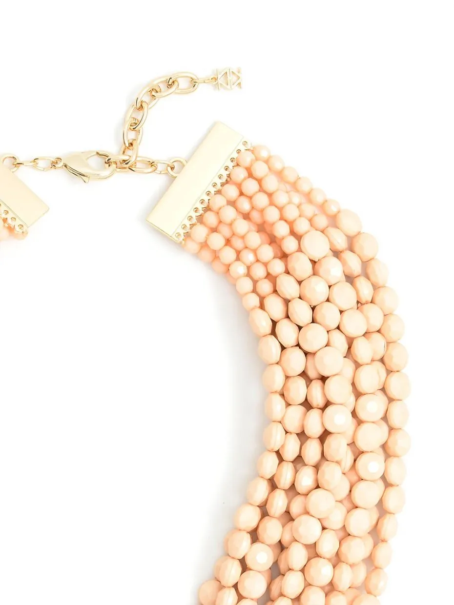 BEST SELLER Modern Angles Beaded Bib Necklace in the color Plum and Peach