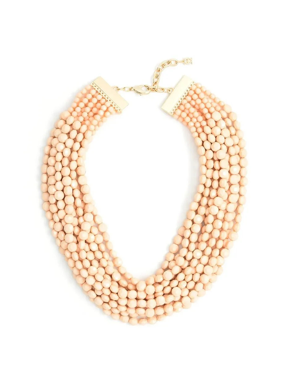 BEST SELLER Modern Angles Beaded Bib Necklace in the color Plum and Peach