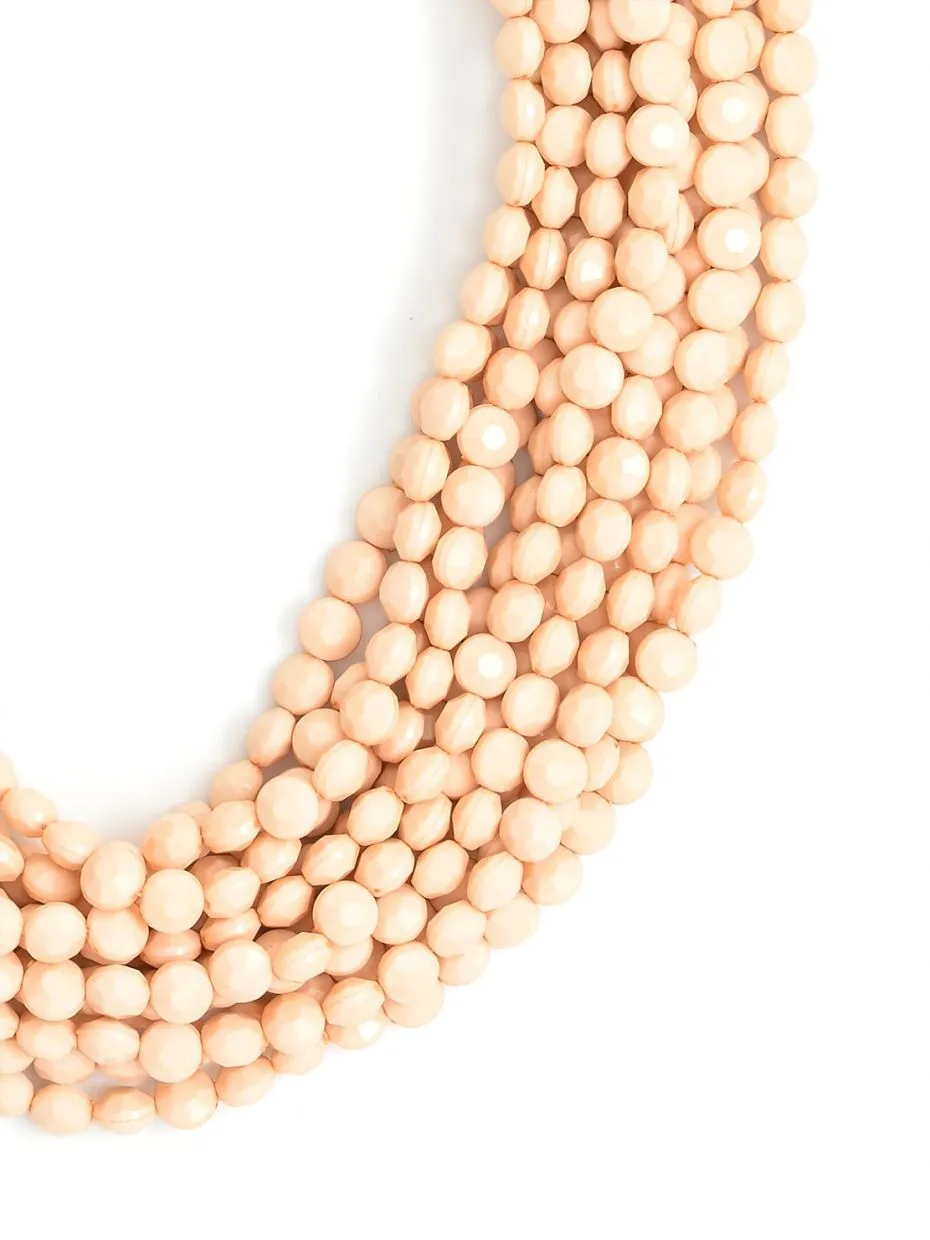 BEST SELLER Modern Angles Beaded Bib Necklace in the color Plum and Peach