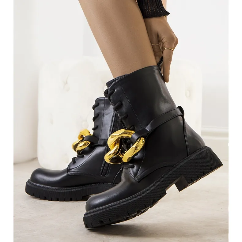 Black hiking boots with Galar chain