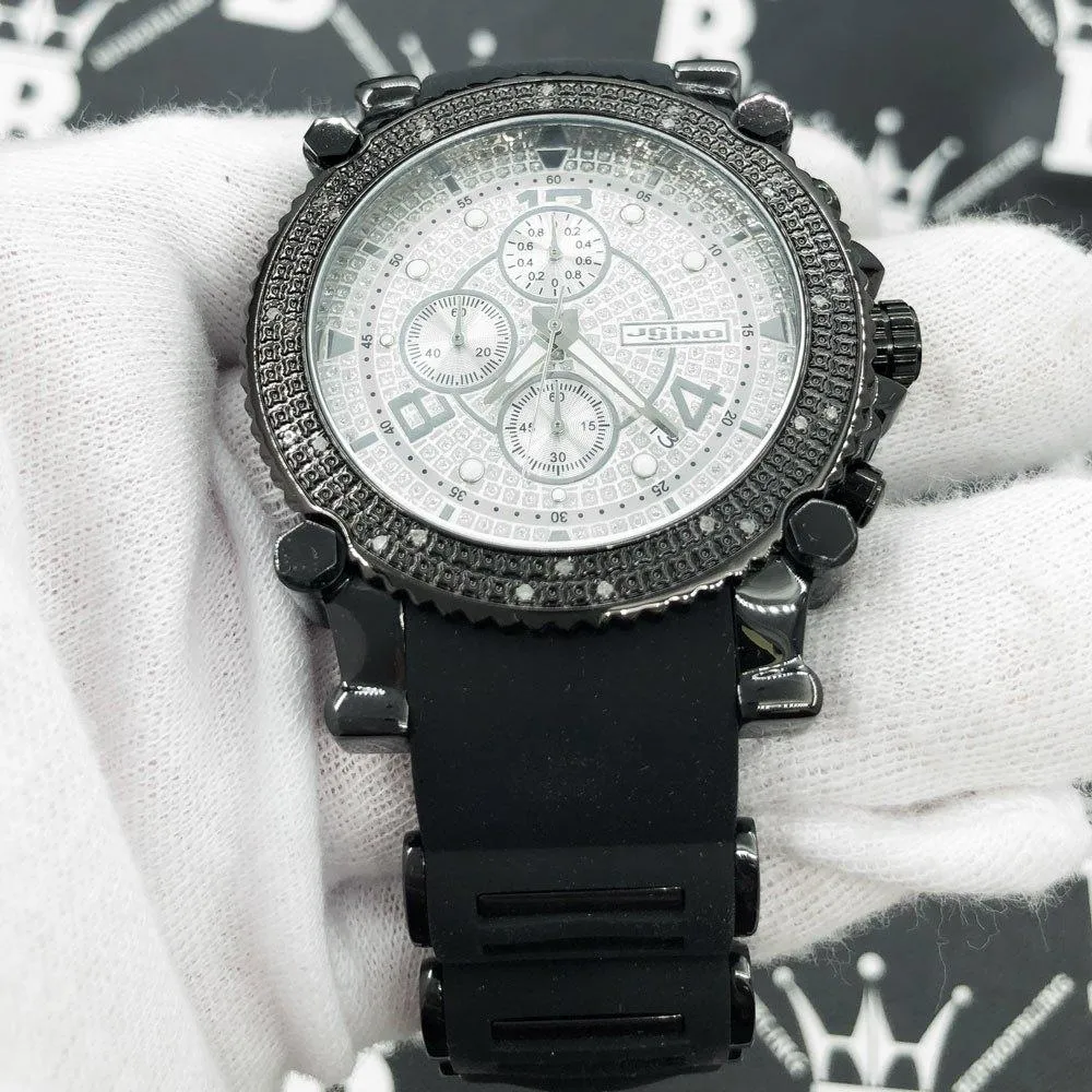 Black Rubber .25 Carat Diamond Hip Hop Watch JoJino