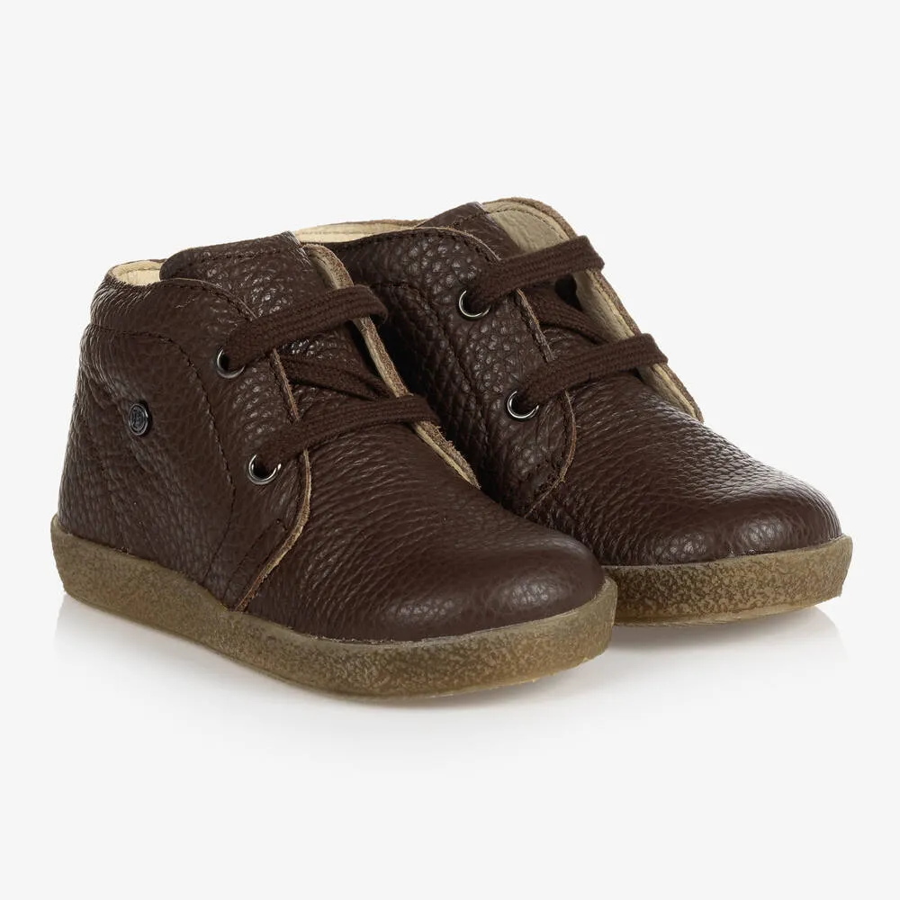 Boys Brown Leather Ankle Boots