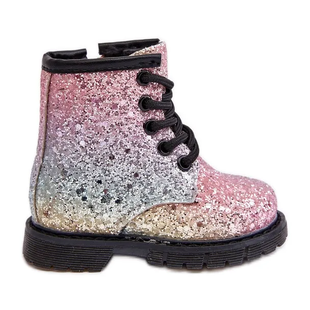 Children's Glitter Insulated Boots with Zipper Multicolor Saussa multicolored