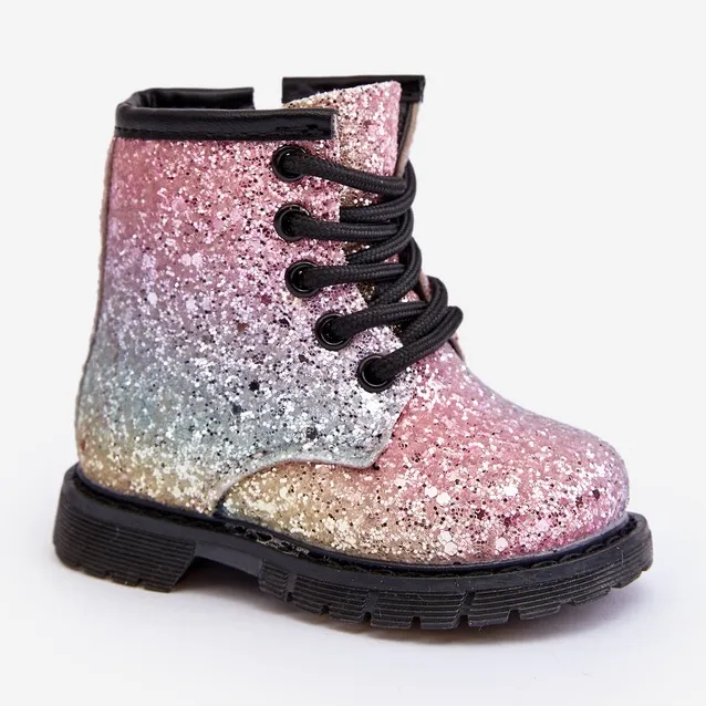 Children's Glitter Insulated Boots with Zipper Multicolor Saussa multicolored