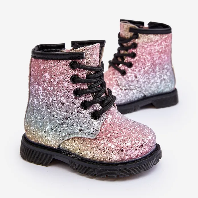 Children's Glitter Insulated Boots with Zipper Multicolor Saussa multicolored