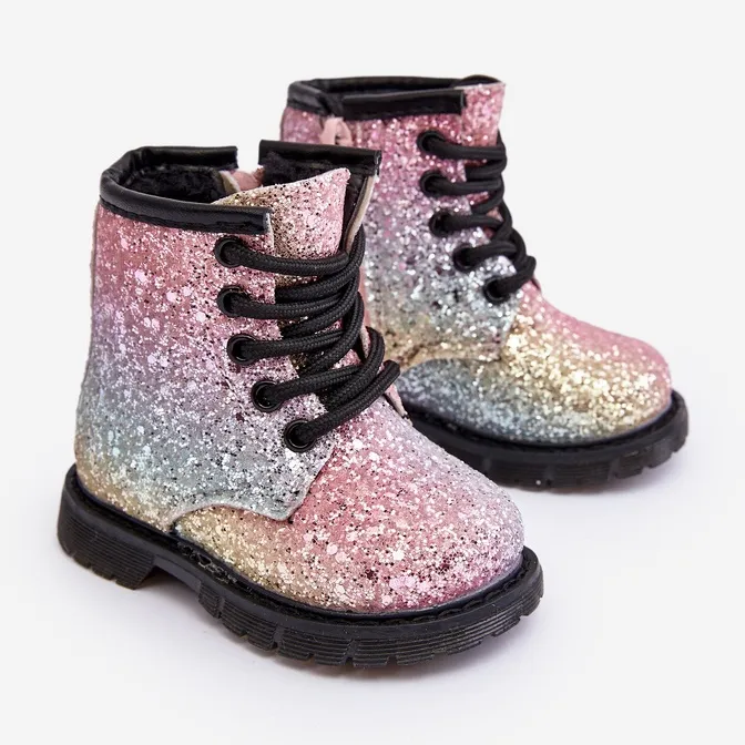 Children's Glitter Insulated Boots with Zipper Multicolor Saussa multicolored