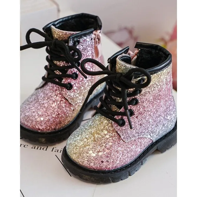 Children's Glitter Insulated Boots with Zipper Multicolor Saussa multicolored