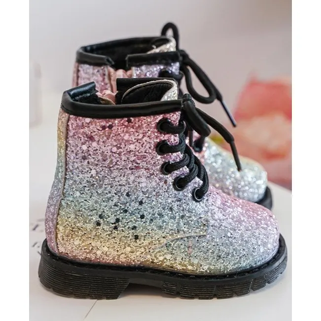 Children's Glitter Insulated Boots with Zipper Multicolor Saussa multicolored