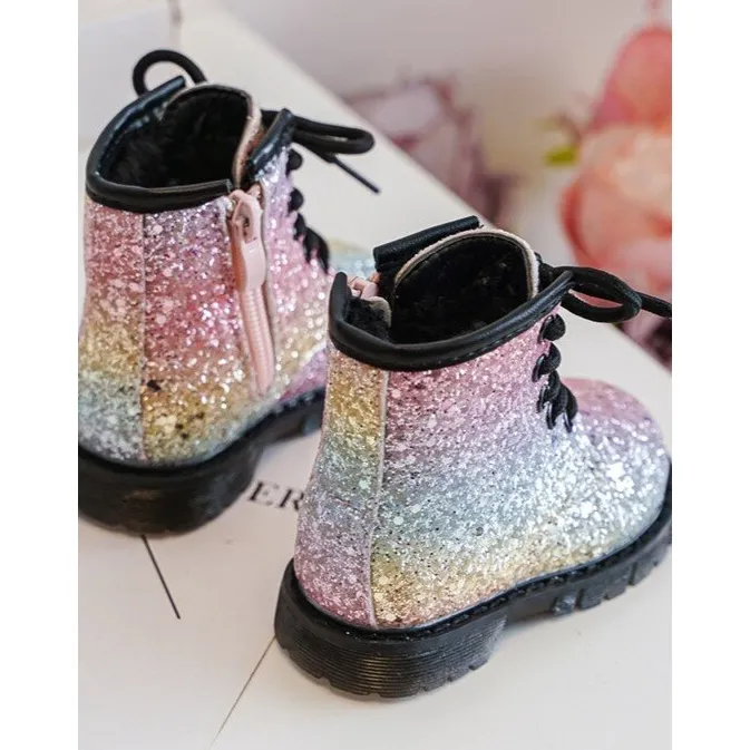 Children's Glitter Insulated Boots with Zipper Multicolor Saussa multicolored