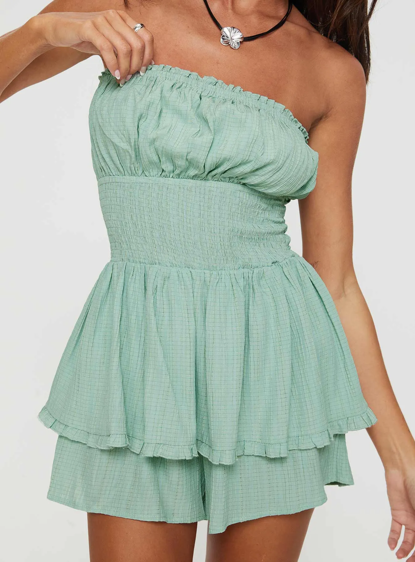 Cougal Strapless Playsuit Sage