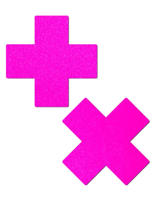 CROSS NIPPLE PASTIES - NEON PINK