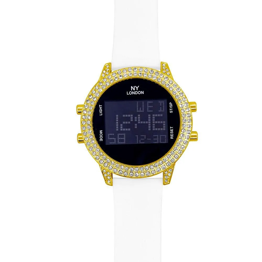 Digital Tech Iced Out Rubber Hip Hop Watch