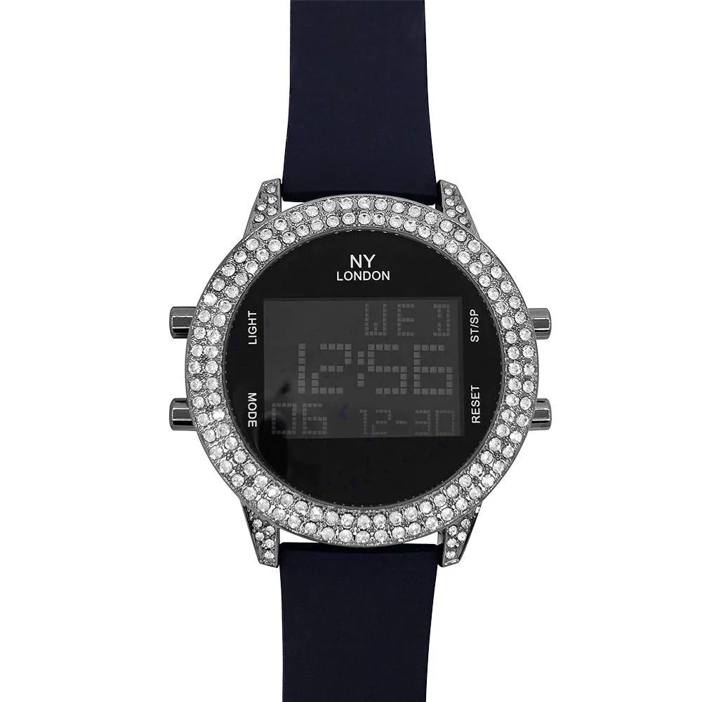 Digital Tech Iced Out Rubber Hip Hop Watch