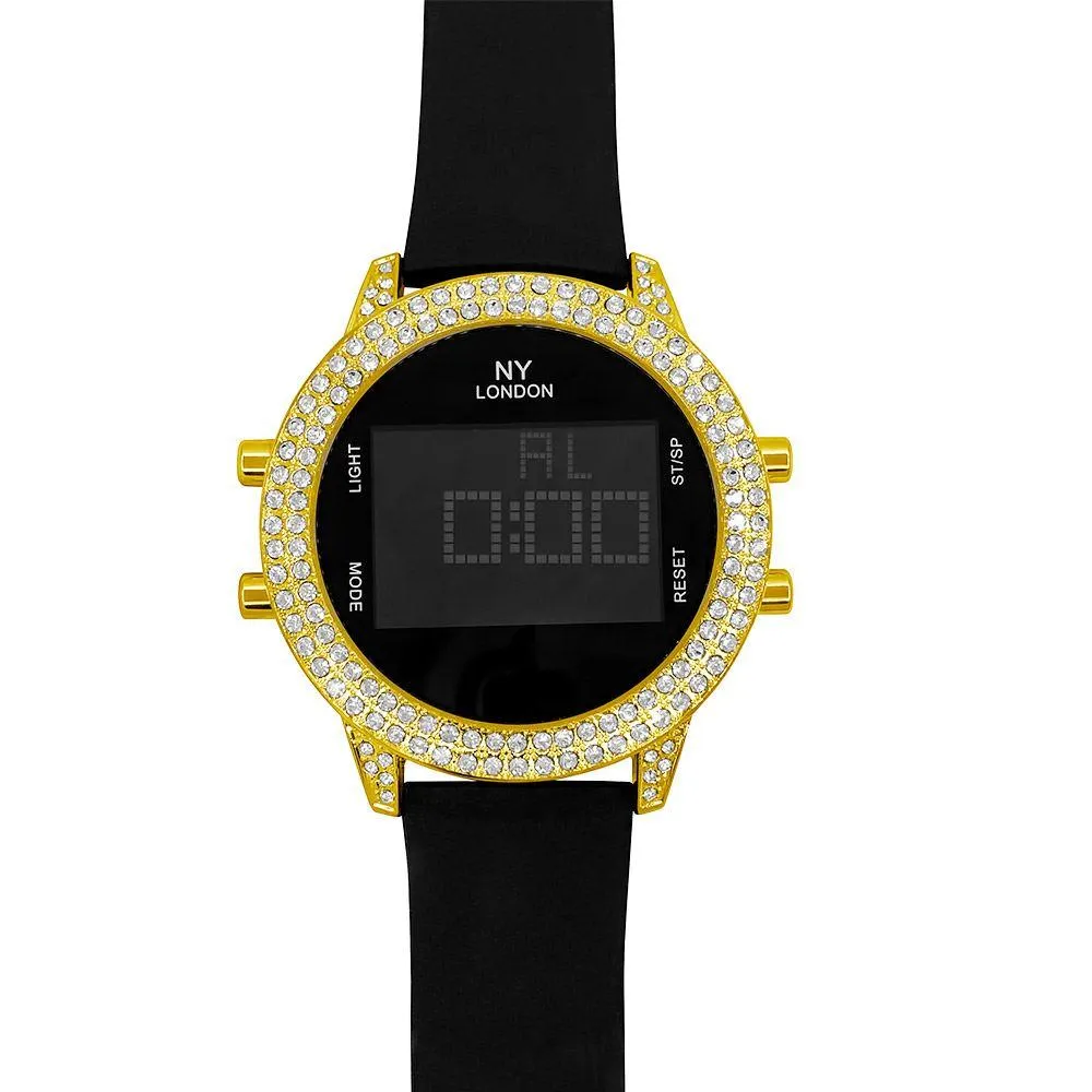 Digital Tech Iced Out Rubber Hip Hop Watch