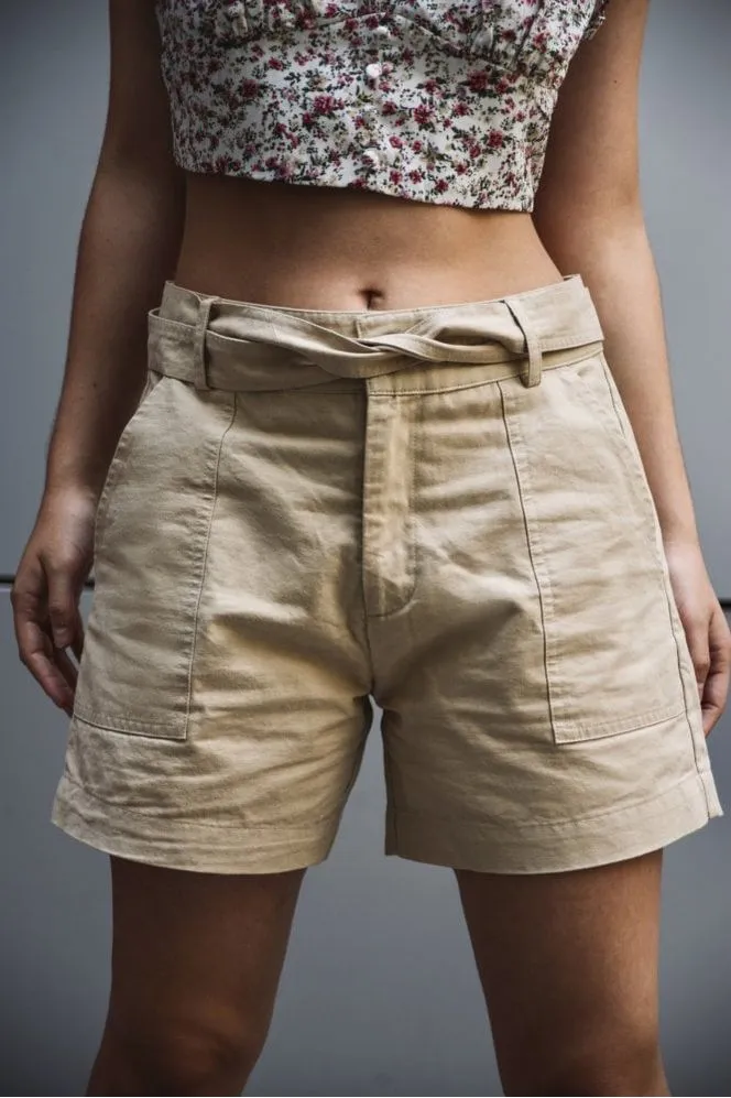 Double Second Stone Utility Beige Shorts