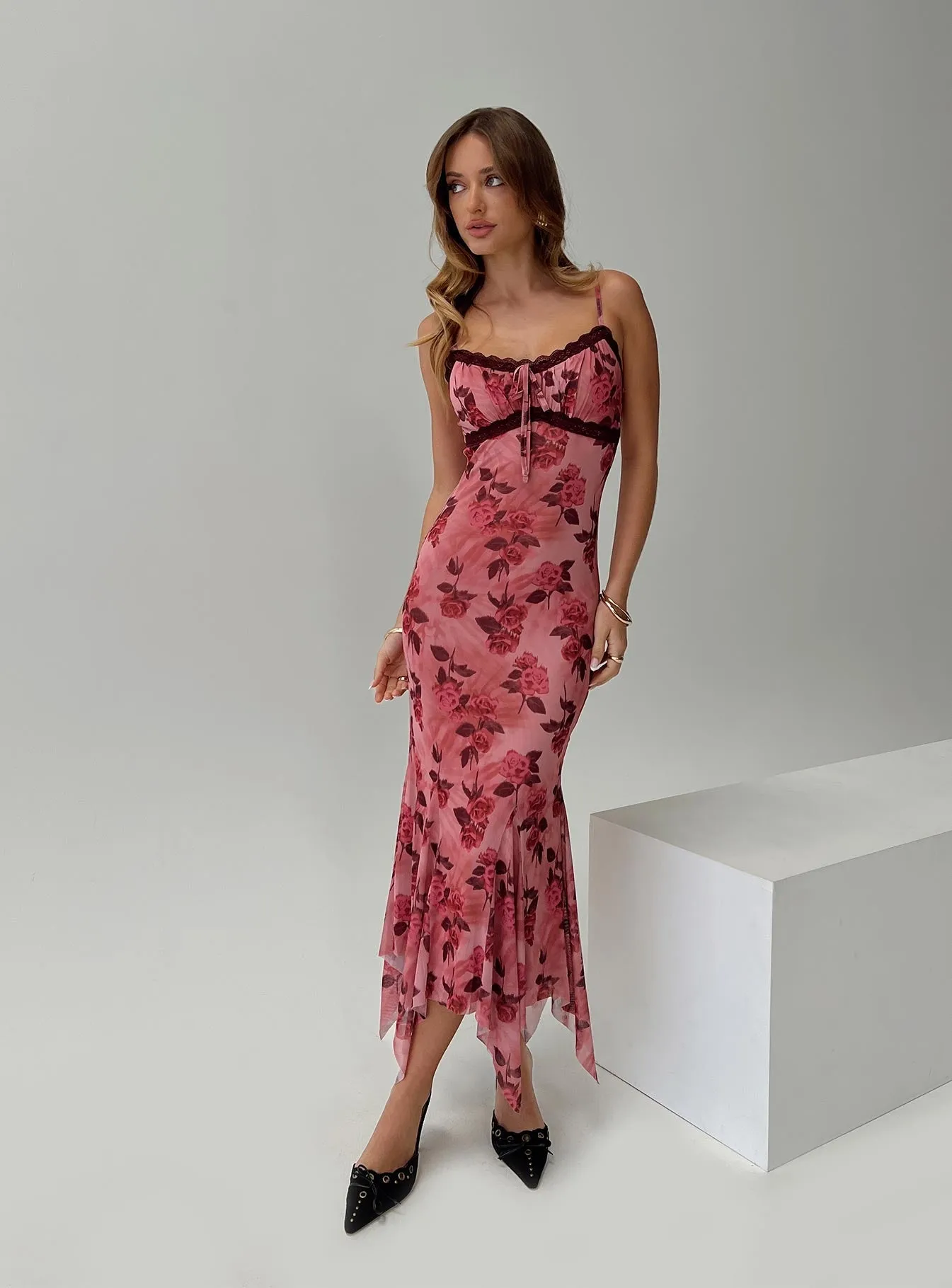 Eirini Maxi Dress Pink Floral