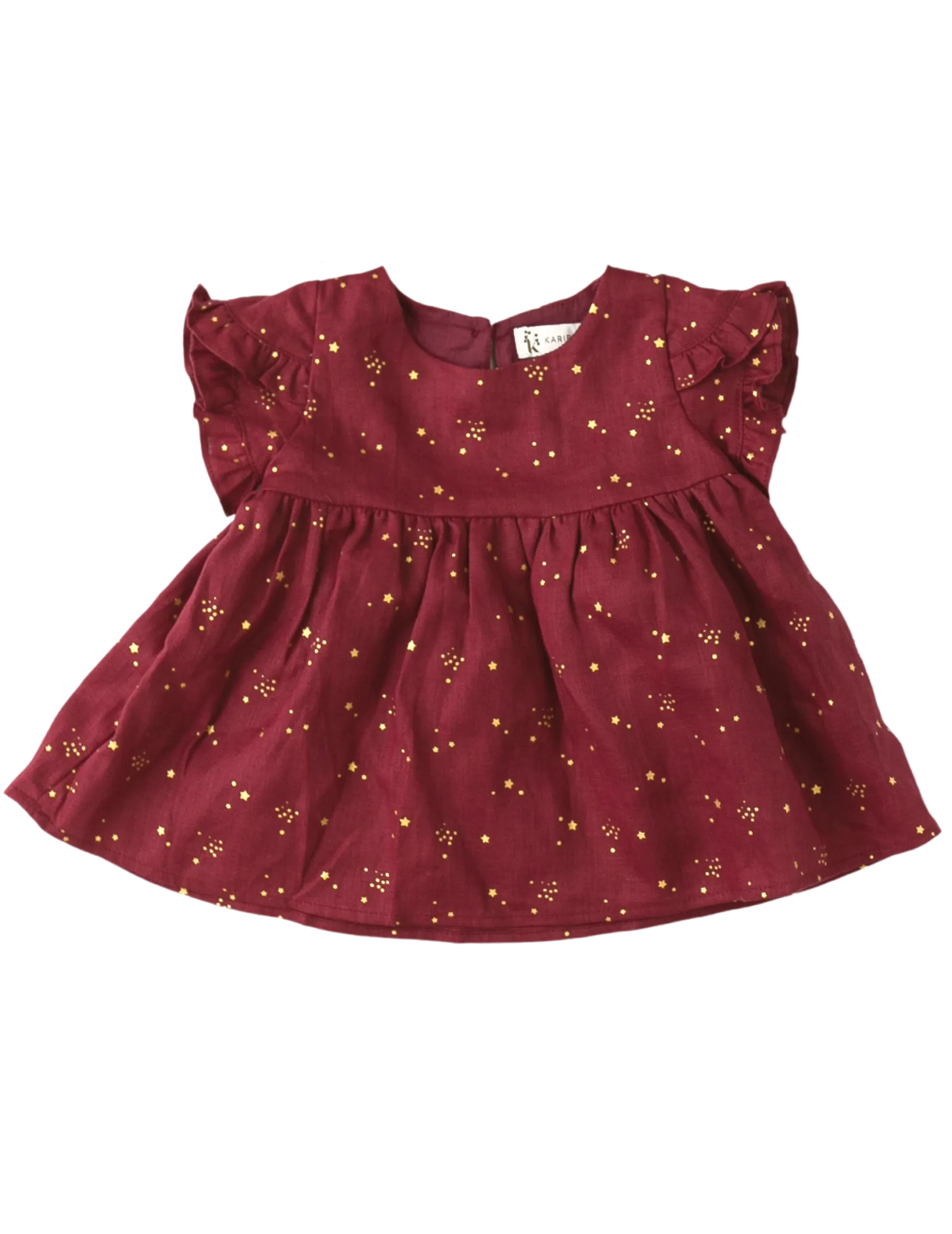 Ella Baby Girl Linen Dress - Golden Stars