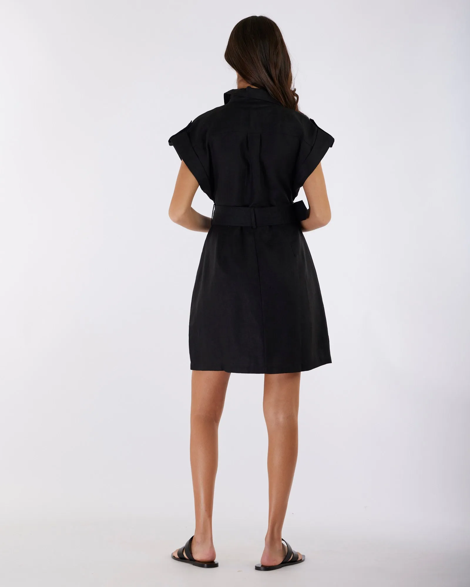 Esra Utility Mini Dress - Black