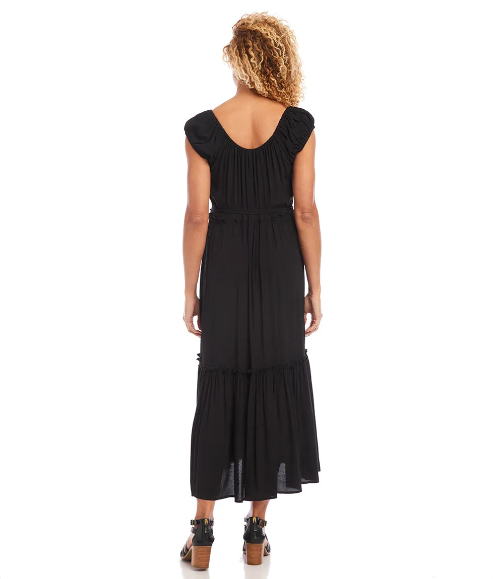 Extended Cap Sleeve Tiered Dress