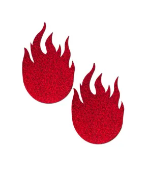 FLAME NIPPLE PASTIES - RED