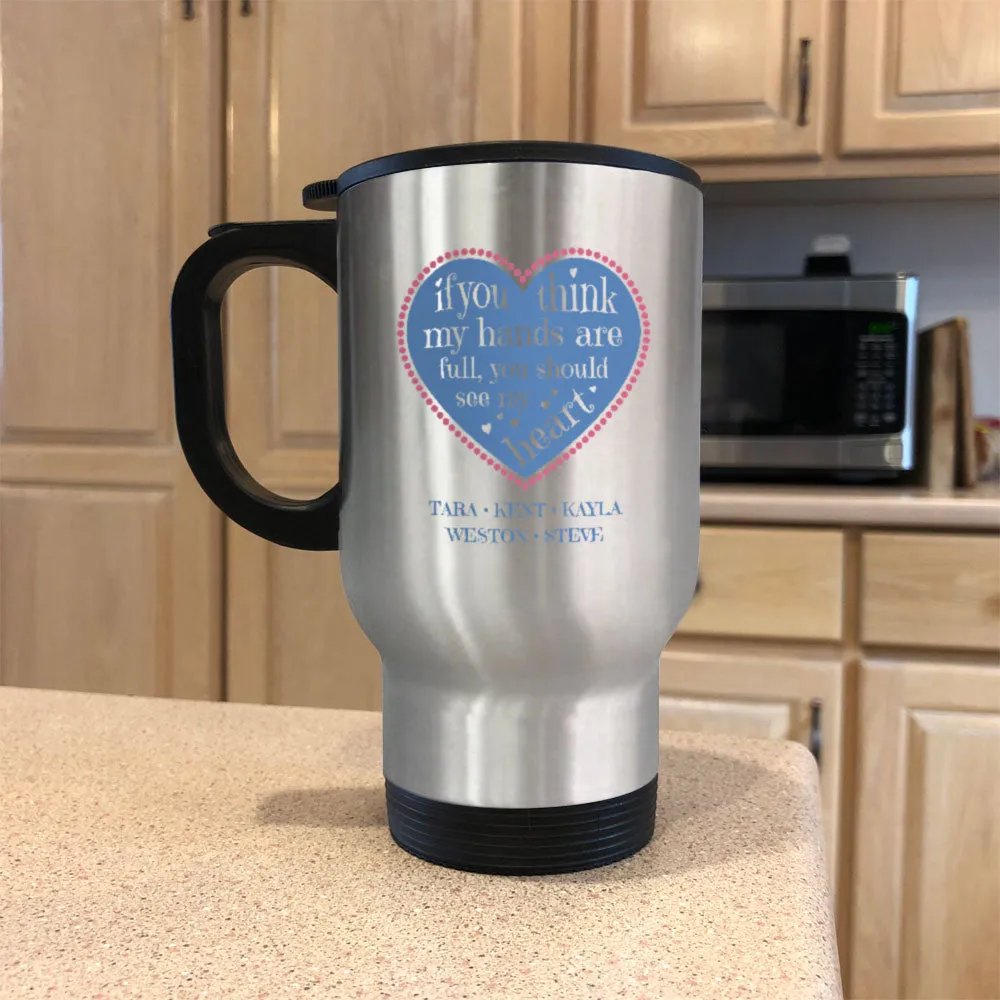 Full Heart Personalized Metal Coffee and Tea Travel Mug