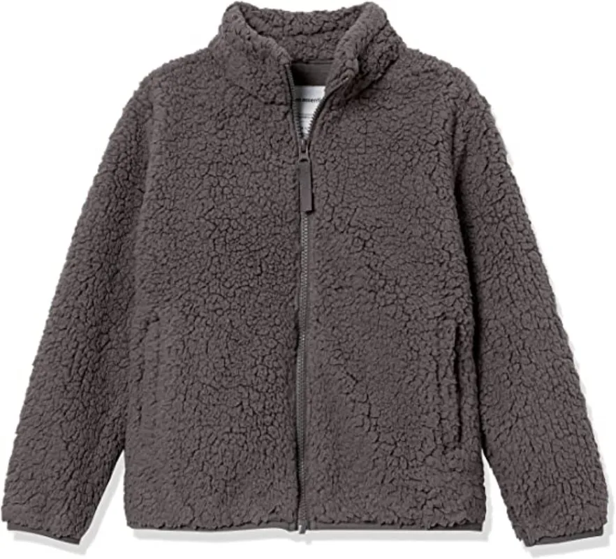 Girls Sherpa Fleece Gray Jacket - The Puffer Jackets