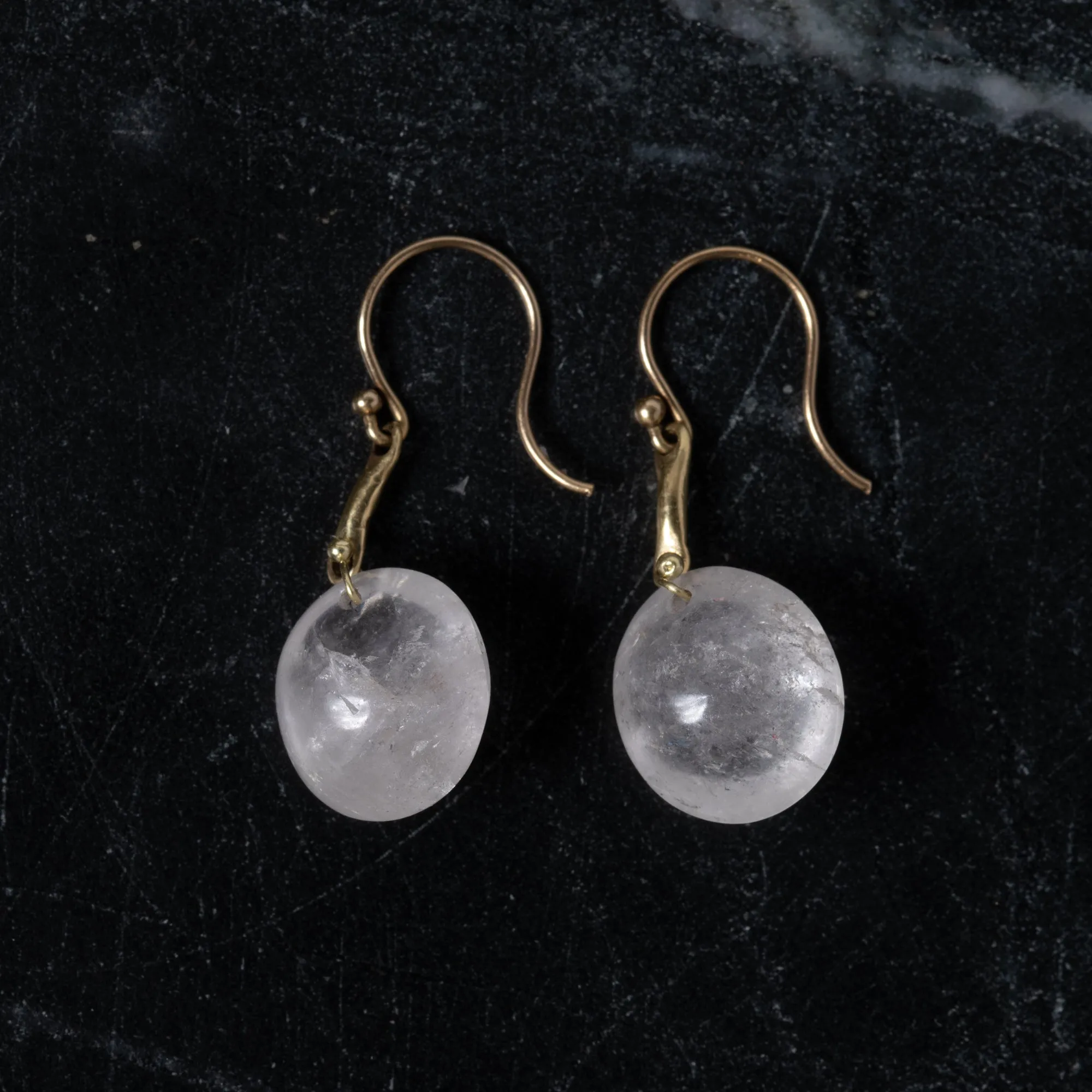 Hand Cut Rock Crystal Berry Earrings