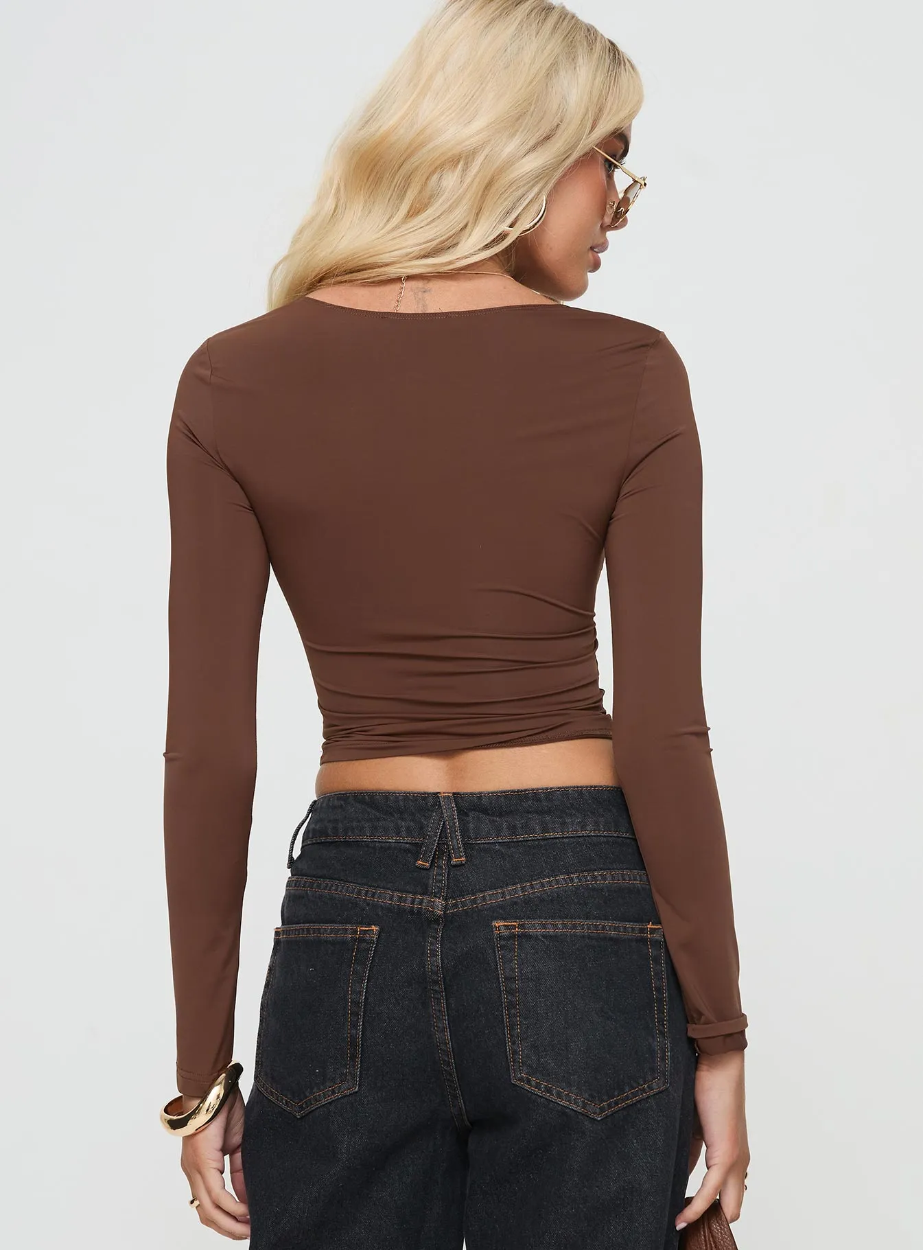 Hold On Tight Long Sleeve Top Brown