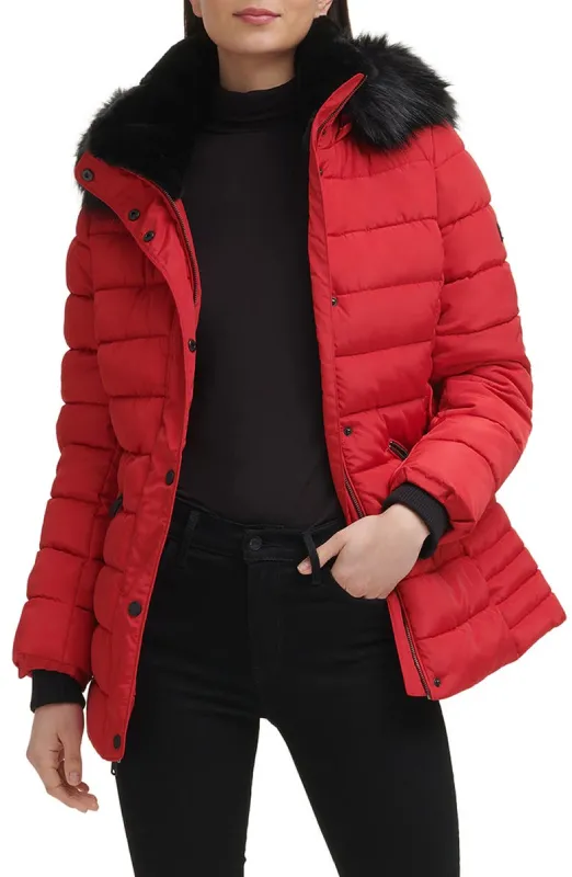 Hooded Puffer With Fur Trim Coat - The Puffer jackets