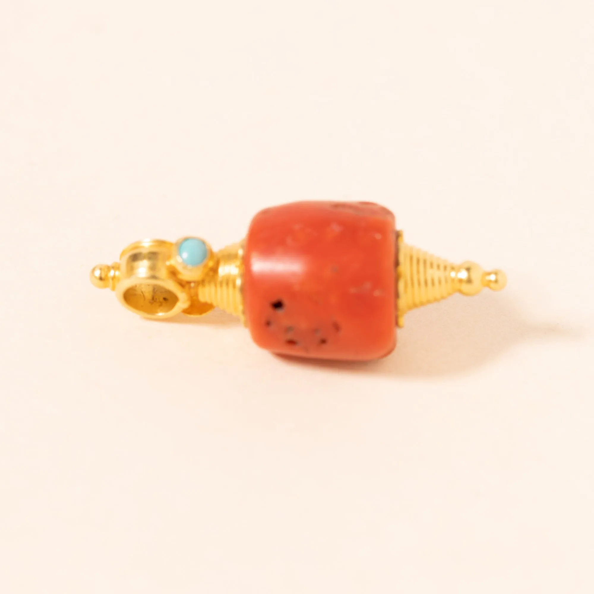 Indian Coral and Turquoise Pendant