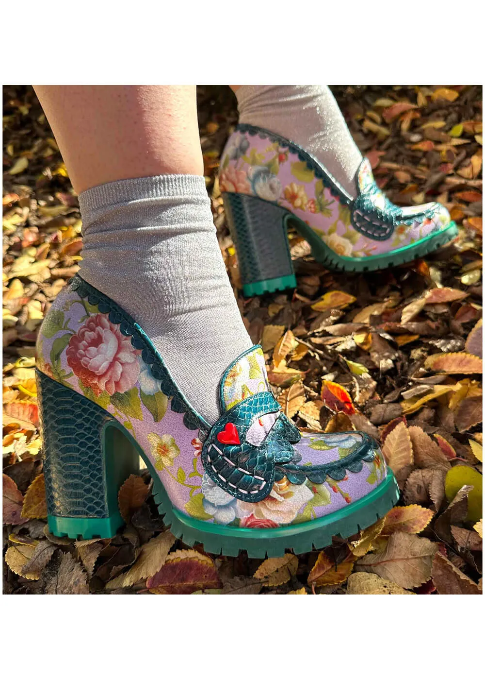 Irregular Choice Loaf It Up 70's Pumps in Dark Green