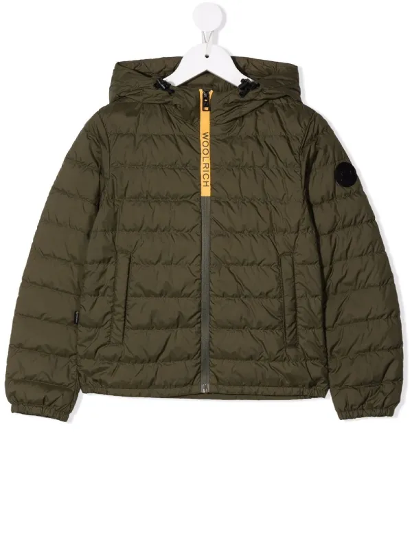 Kids Sundance Hooded Green Jacket - The Puffer Jackets