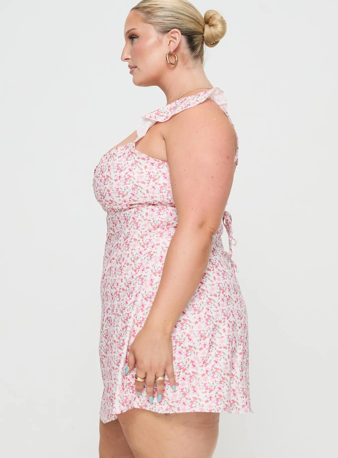 Landon Mini Dress Pink Floral Curve