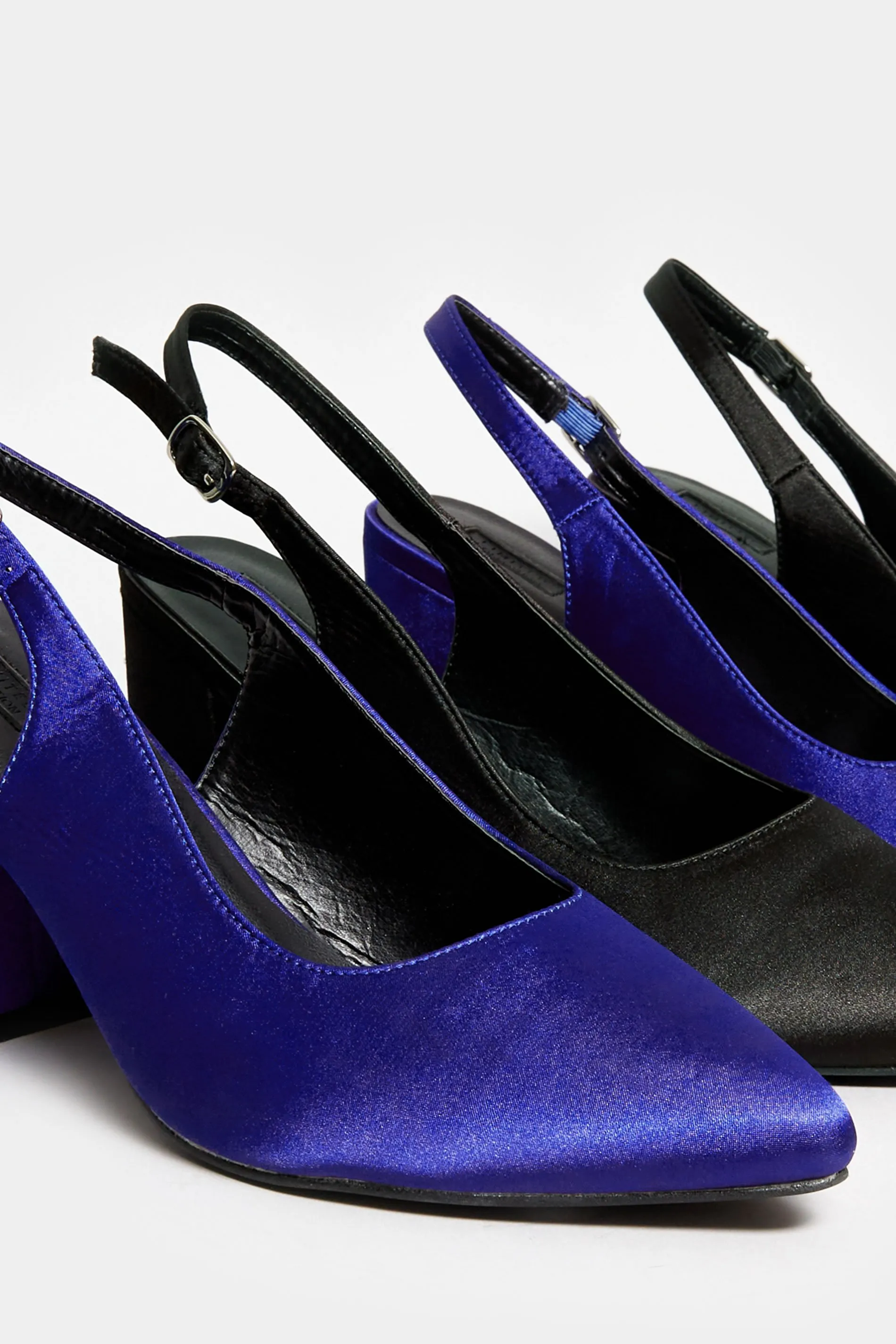 LIMITED COLLECTION Cobalt Blue Pointed Block Heel Court Shoes In Wide E Fit & Extra Wide EEE Fit