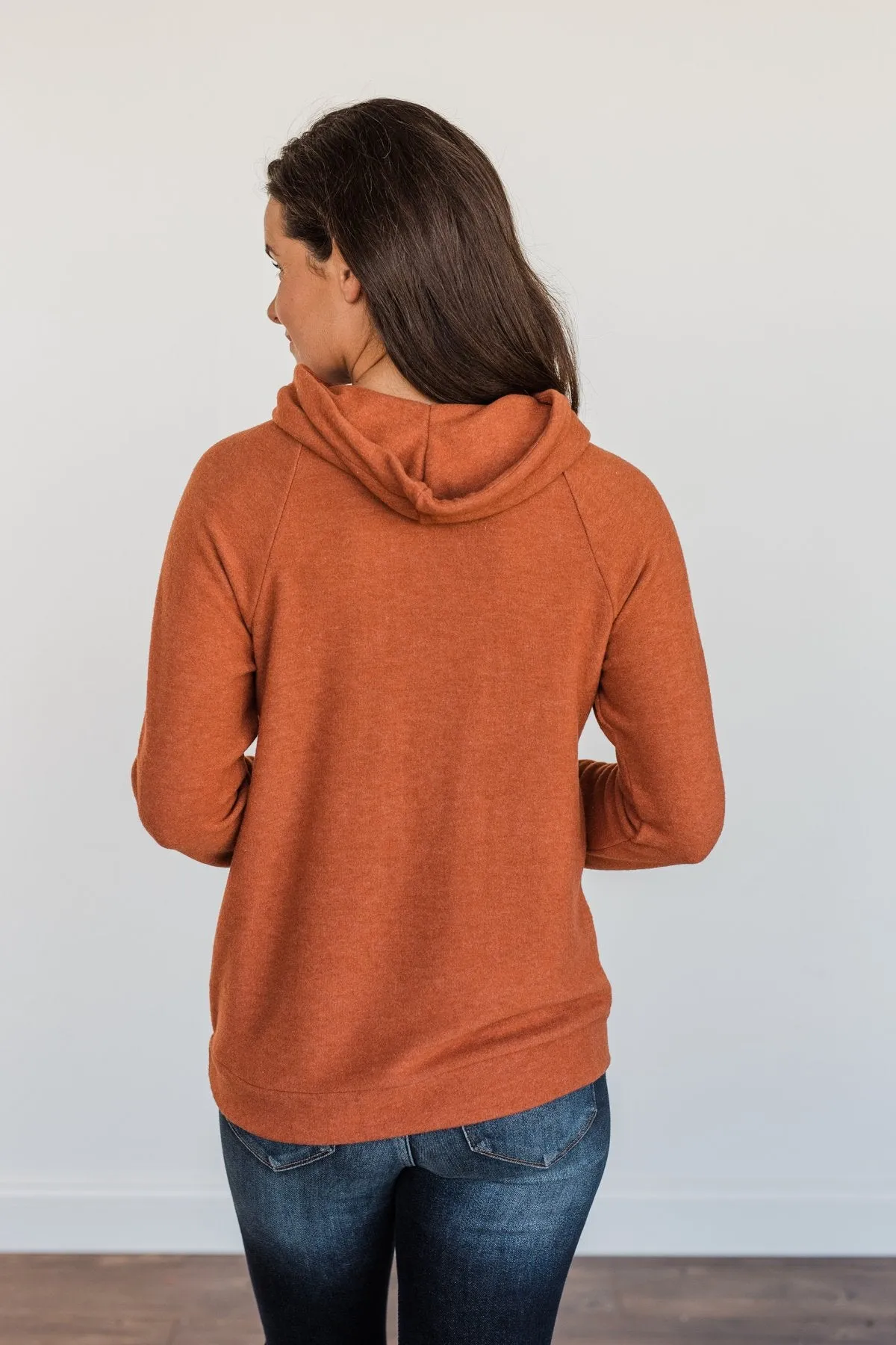 Lovely Wayfarer Aztec Cowl Neck Sweatshirt- Rust, Taupe & Ivory