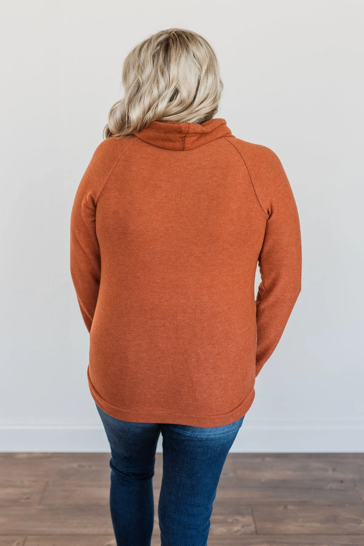 Lovely Wayfarer Aztec Cowl Neck Sweatshirt- Rust, Taupe & Ivory