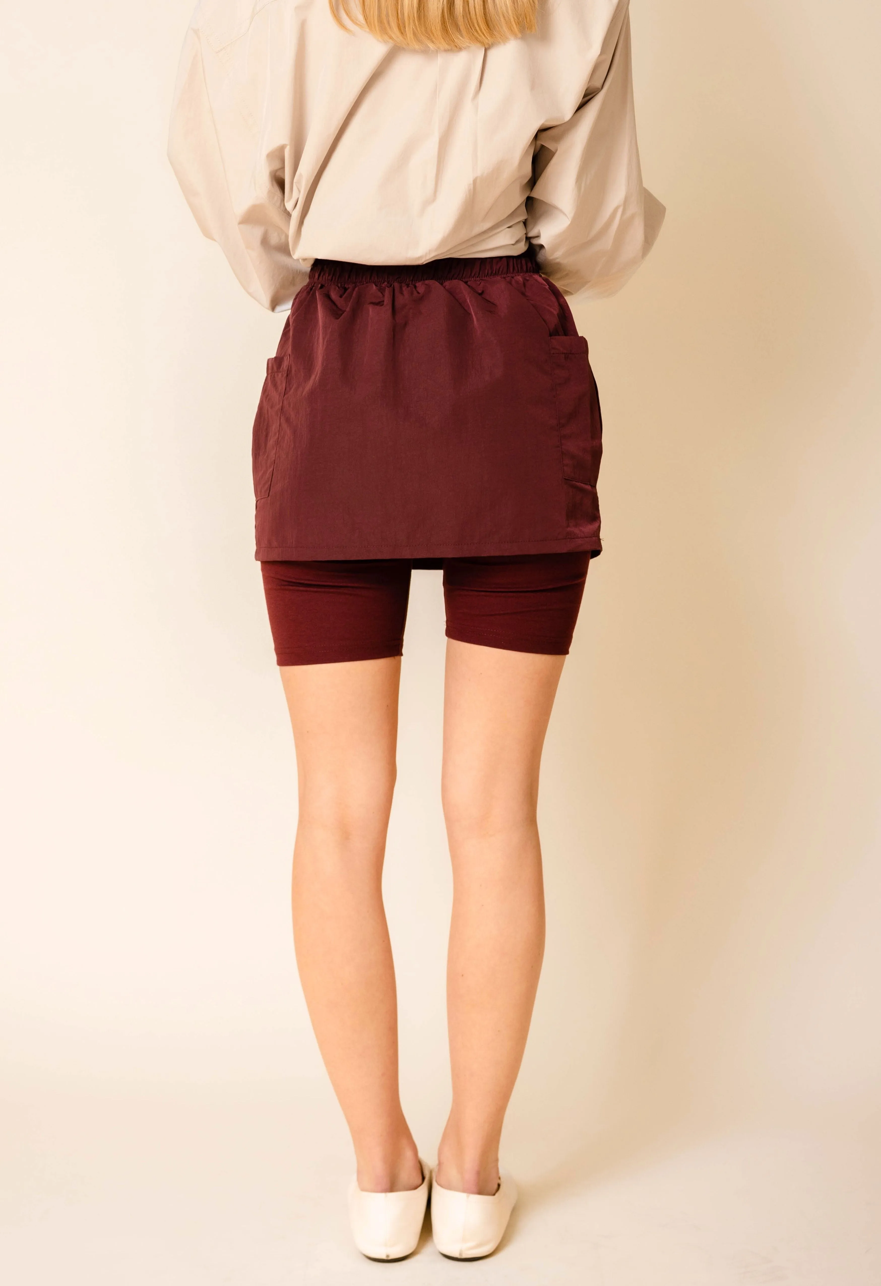 Maroon Biker Skort