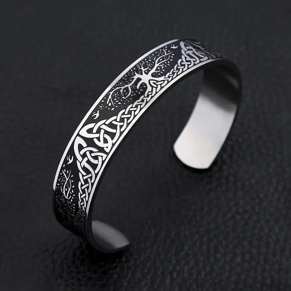 Men and Women Vintage Viking Stainless Steel Tree of Life Bracelet