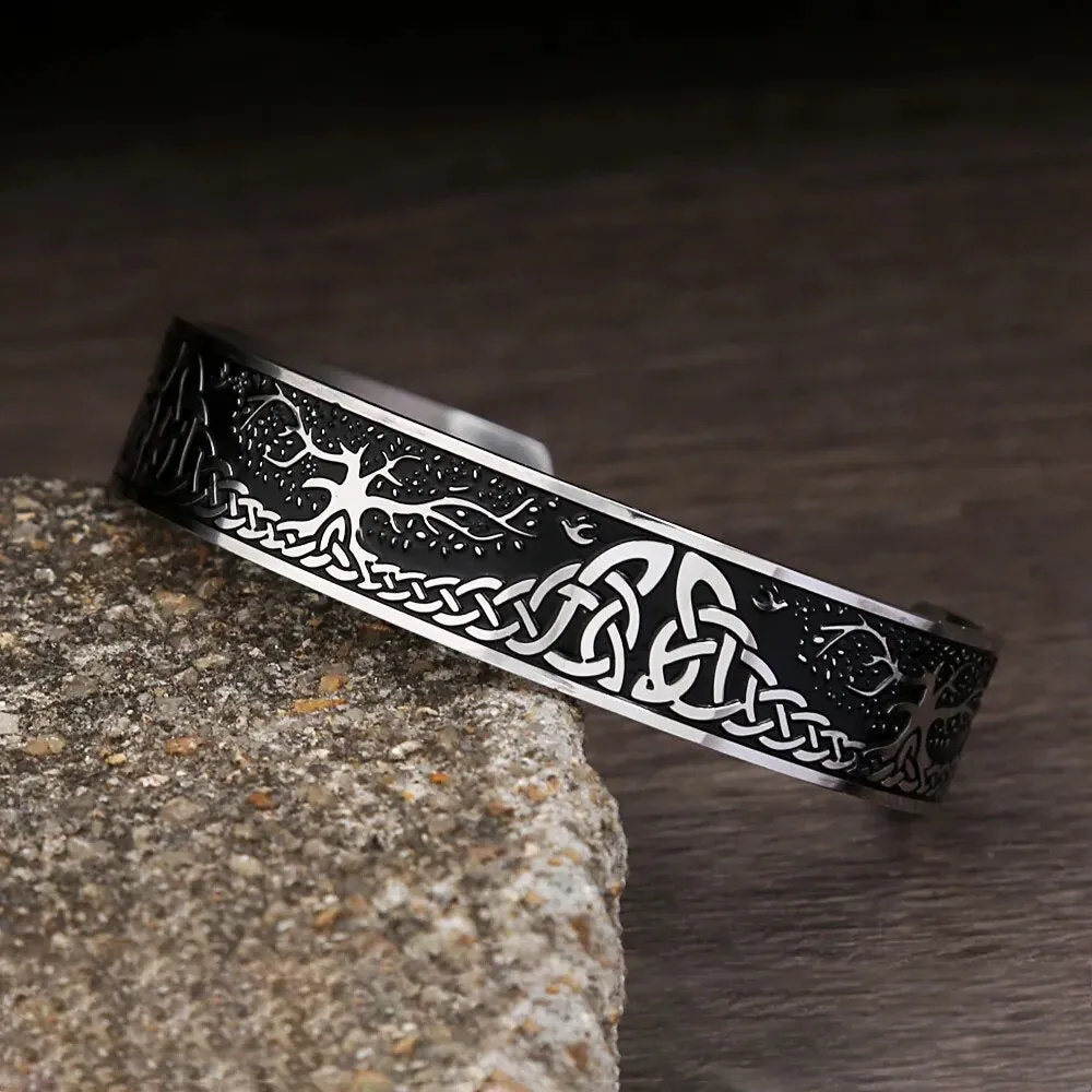 Men and Women Vintage Viking Stainless Steel Tree of Life Bracelet