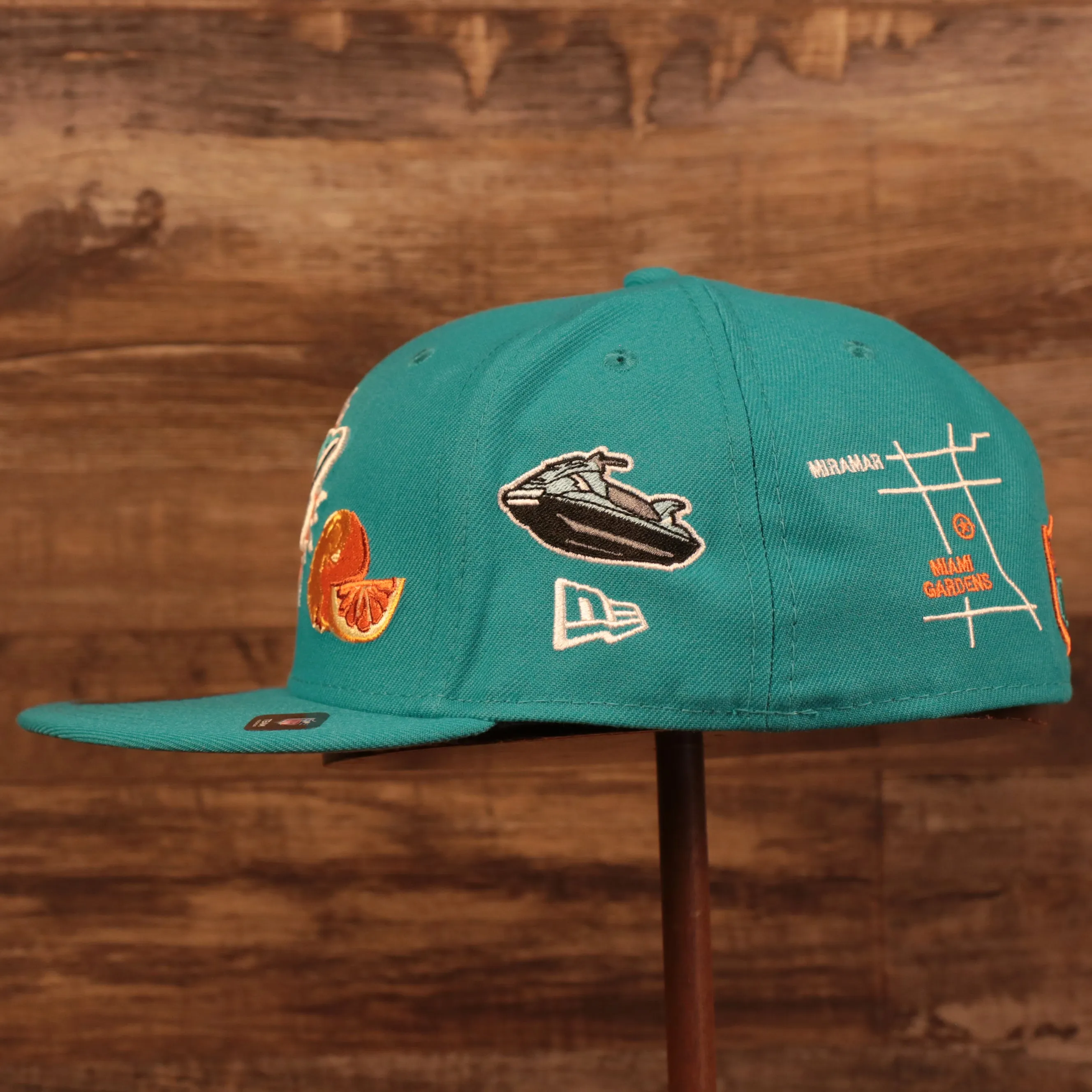 Miami Dolphins City Transit All Over Side Patch Gray Bottom 59Fifty Fitted Cap