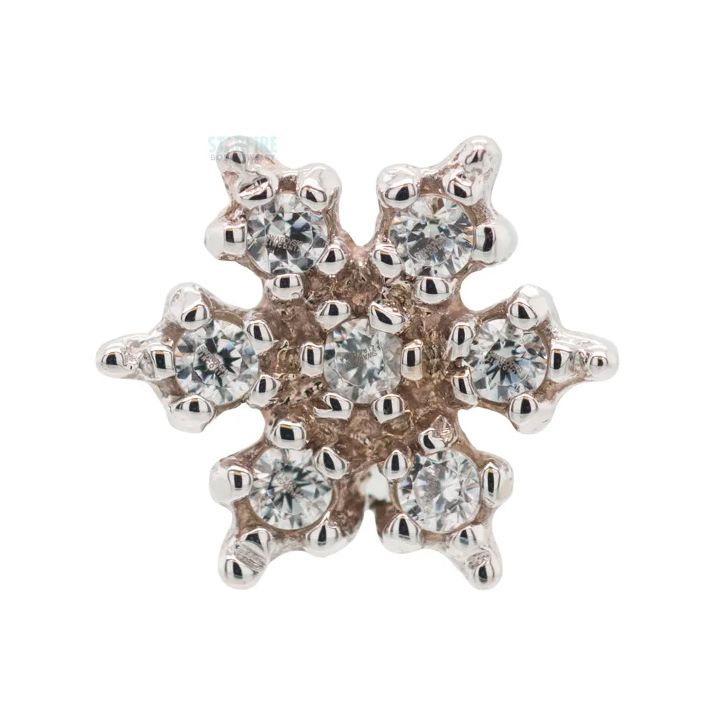 Micro Pave Snowflake Threaded End in Gold with White CZ's