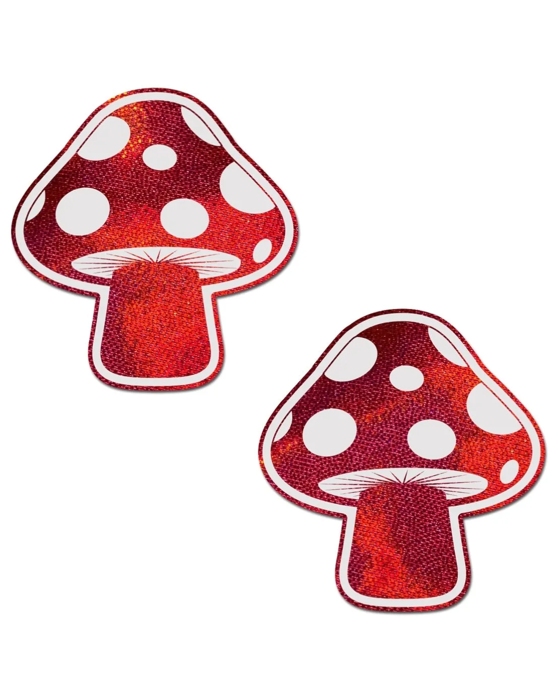 Mushroom: Shiny Red & White Glow-in-the-Dark Shroom Nipple Pasties