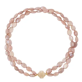 Nancy Peach Coated Moonstone Double Strand Necklace