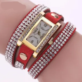 New Feminine Casual Bracelet Watch Robe Reloj PU Quartz Watch