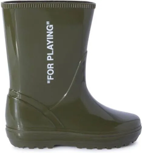 Off-White Kids For Playing rubber boots Green