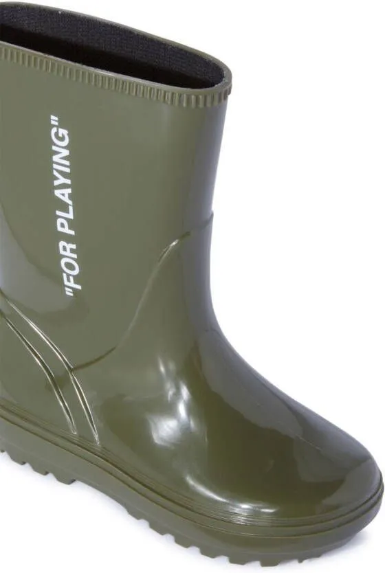 Off-White Kids For Playing rubber boots Green