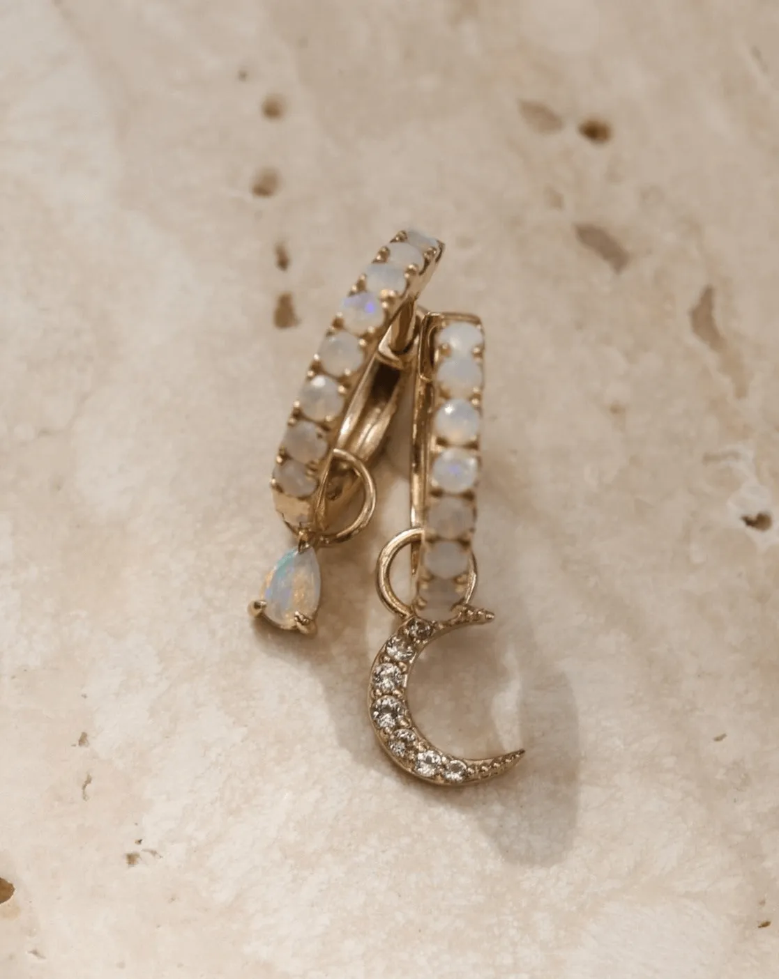 Opal Teardrop Earring Charm - 10k Solid Gold